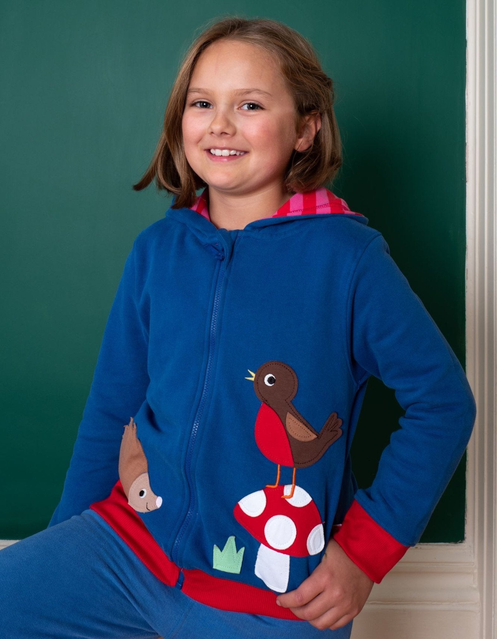 Organic Floral Mushroom Applique Hoodie - Toby Tiger UK Retail