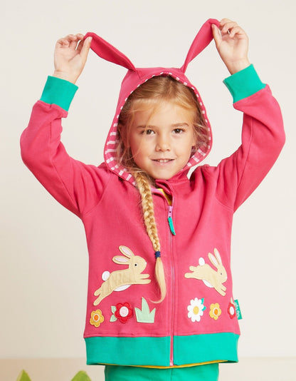 Organic Leaping Bunny Applique Hoodie - Toby Tiger UK Retail