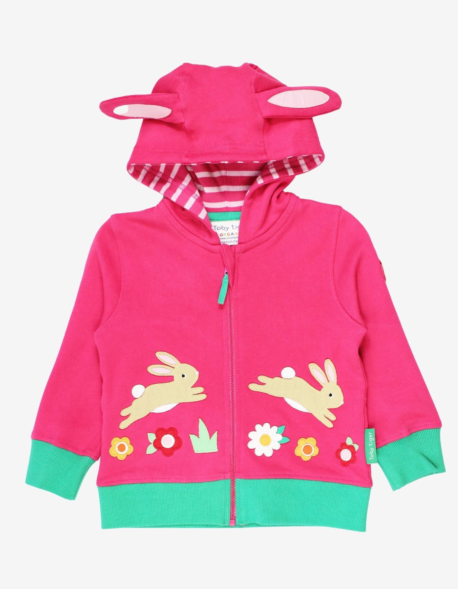 Organic Leaping Bunny Applique Hoodie - Toby Tiger UK Retail