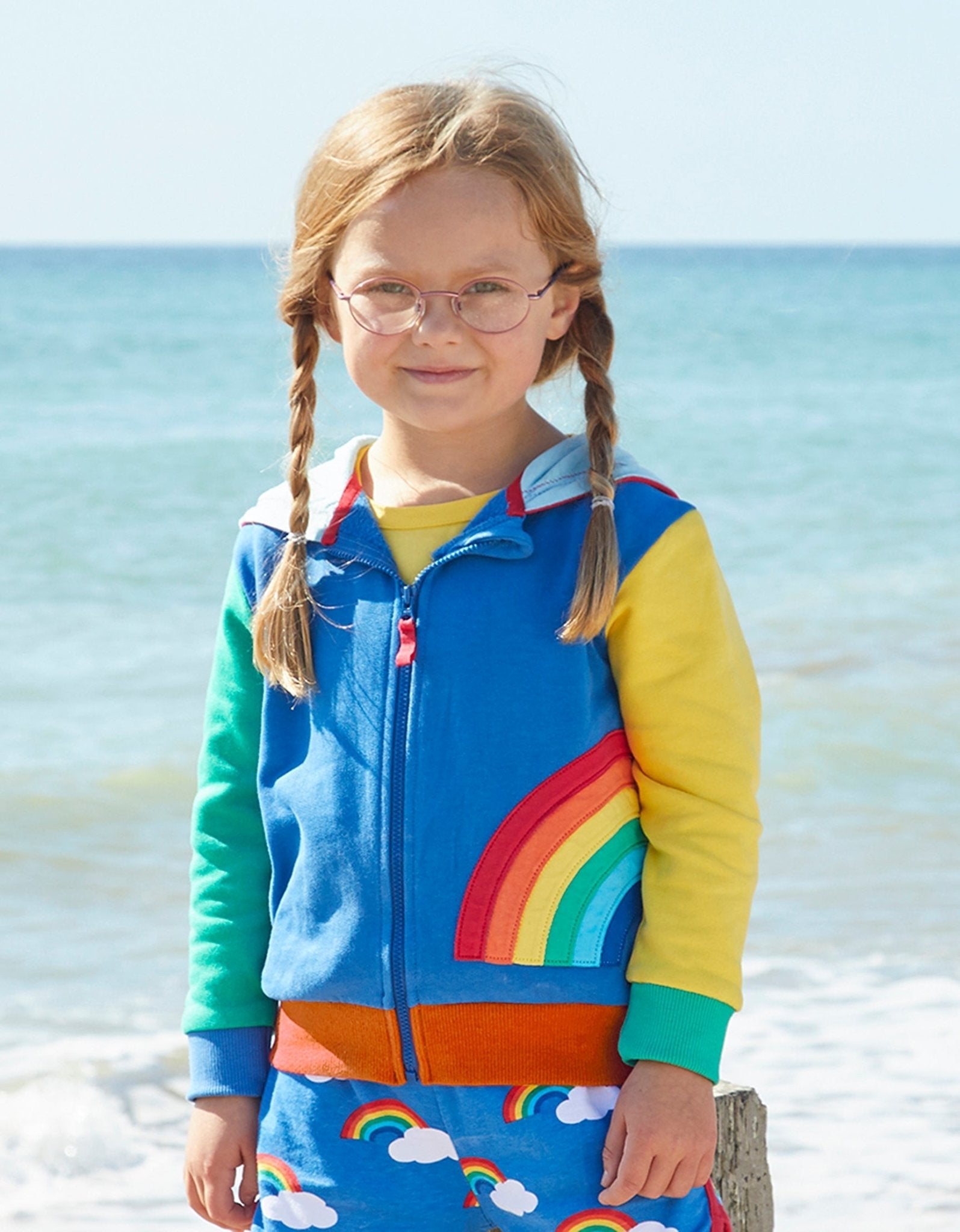 Organic Rainbow Applique Hoodie - Toby Tiger UK Retail