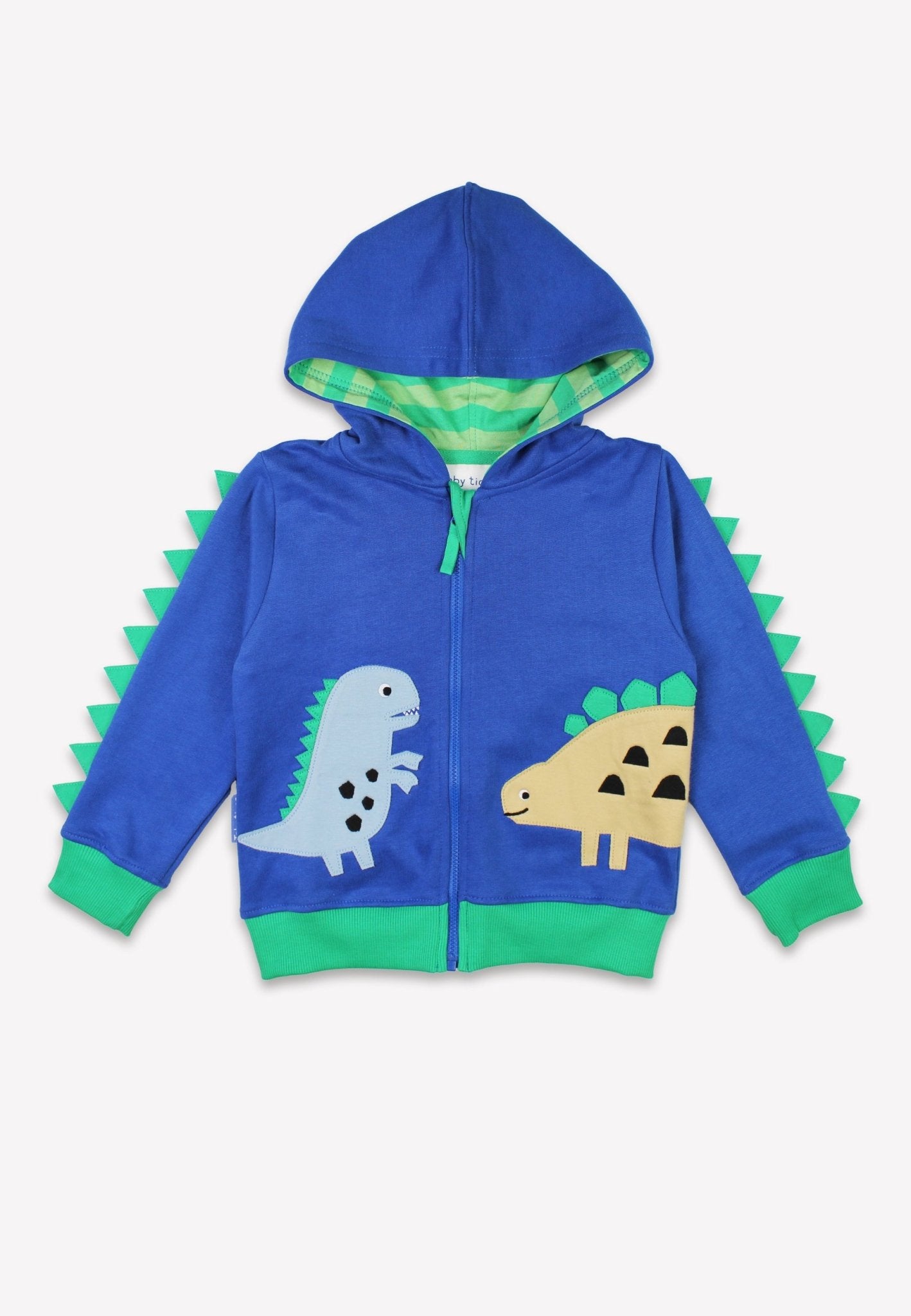 Organic Tonal Dinosaur Applique Hoodie - Toby Tiger