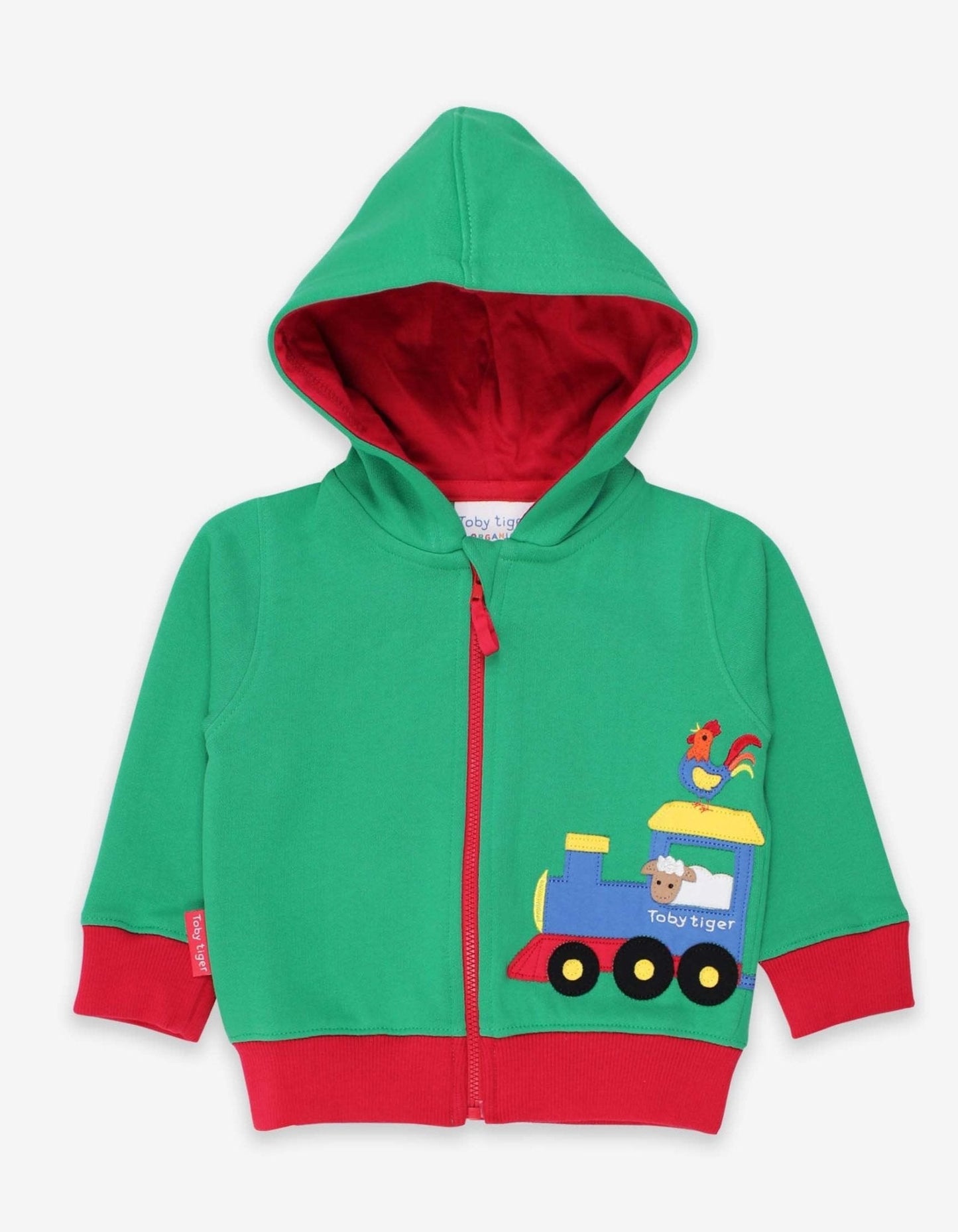 Organic Animal Train Applique Hoodie - Toby Tiger UK Retail