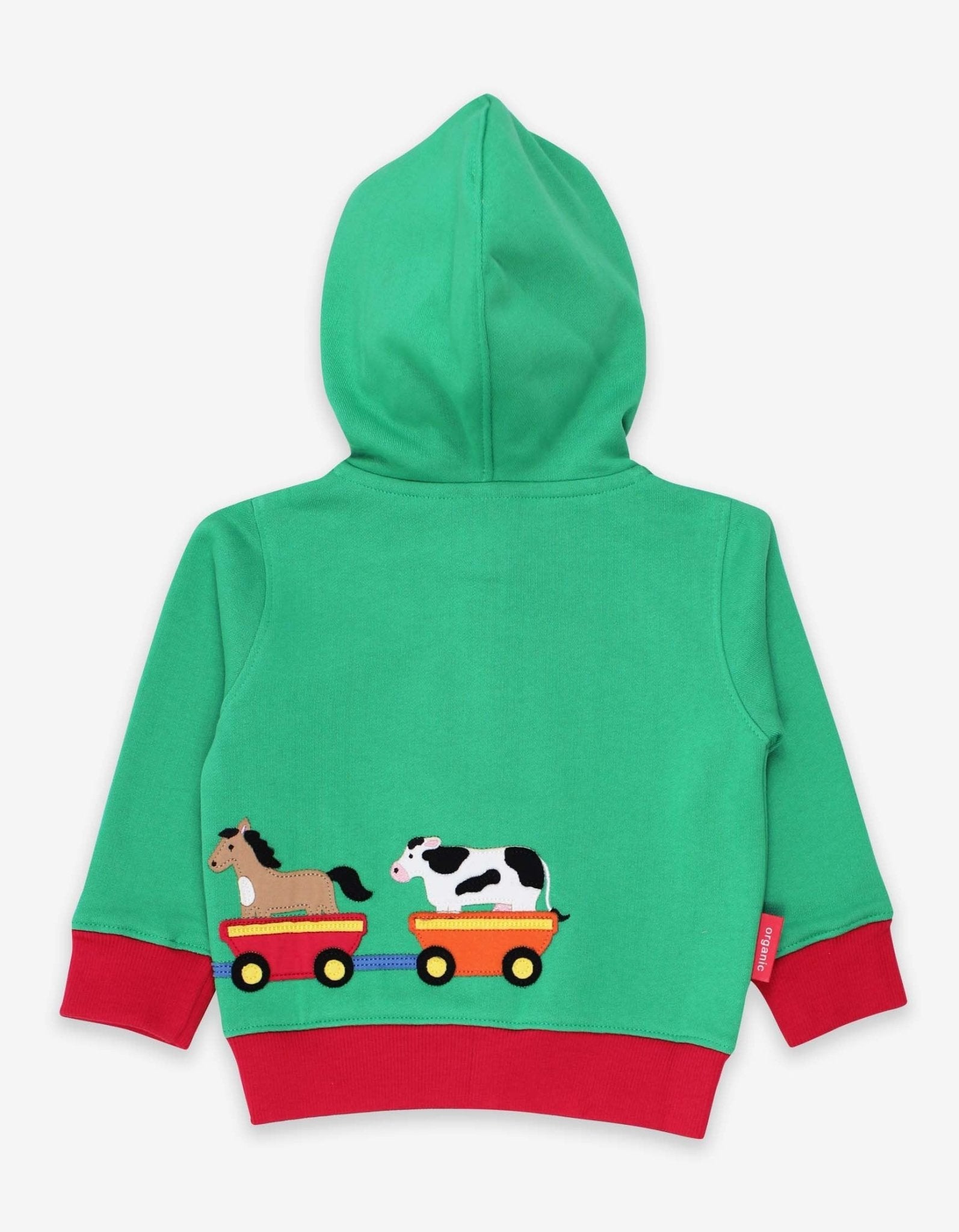 Organic Animal Train Applique Hoodie - Toby Tiger UK Retail