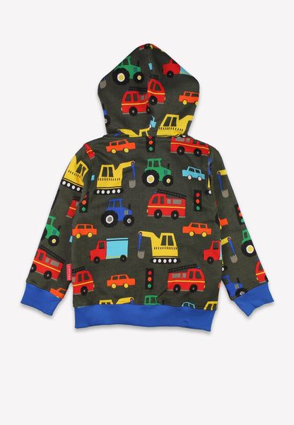 Organic Transport Print Hoodie - Toby Tiger