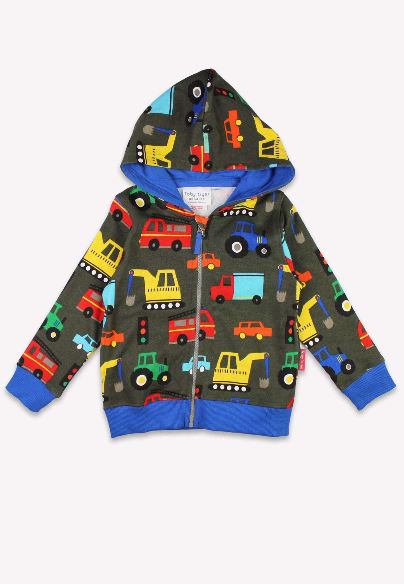 Organic Transport Print Hoodie - Toby Tiger