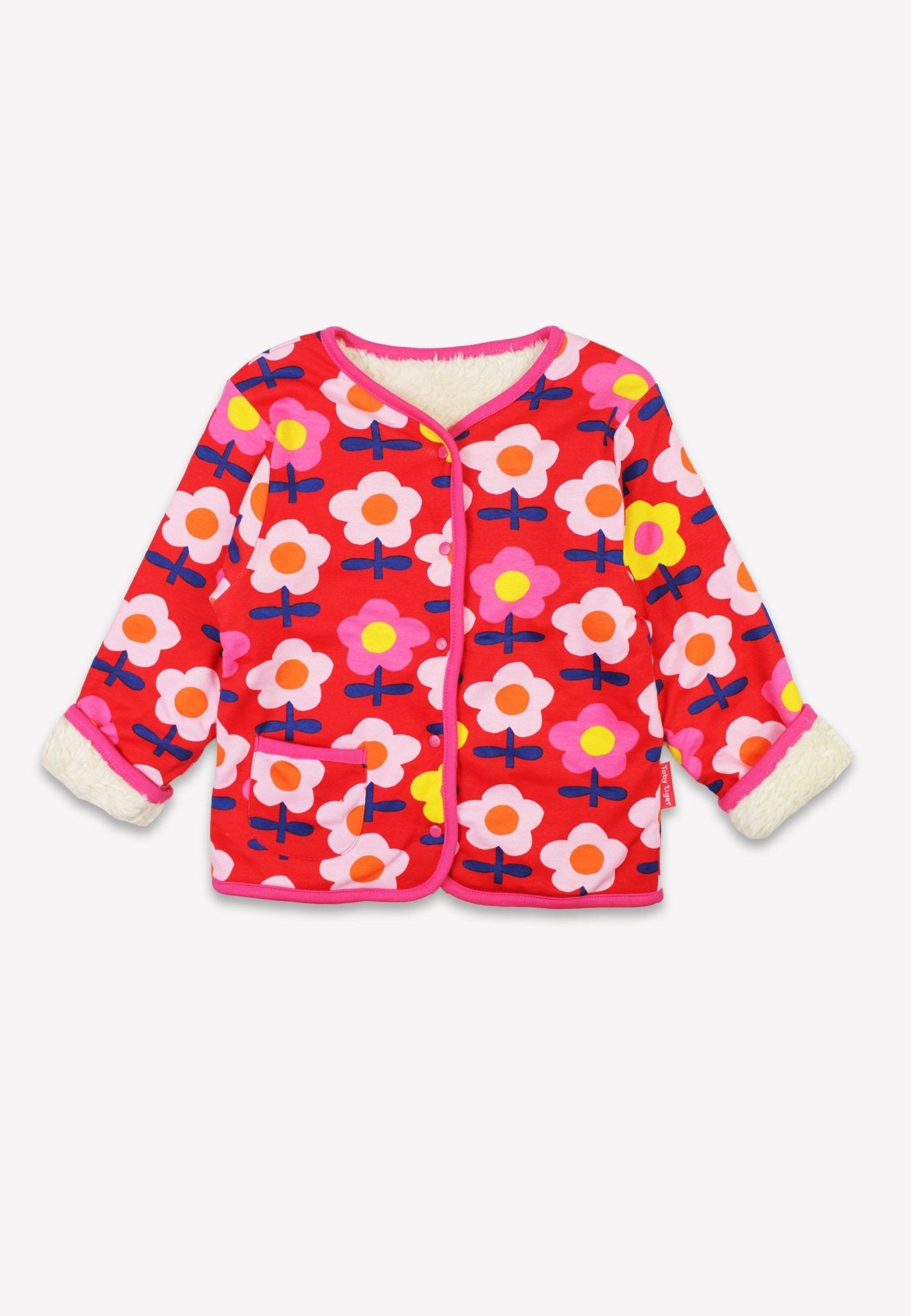 Organic Pink Flower Print Reversible Jacket - Toby Tiger