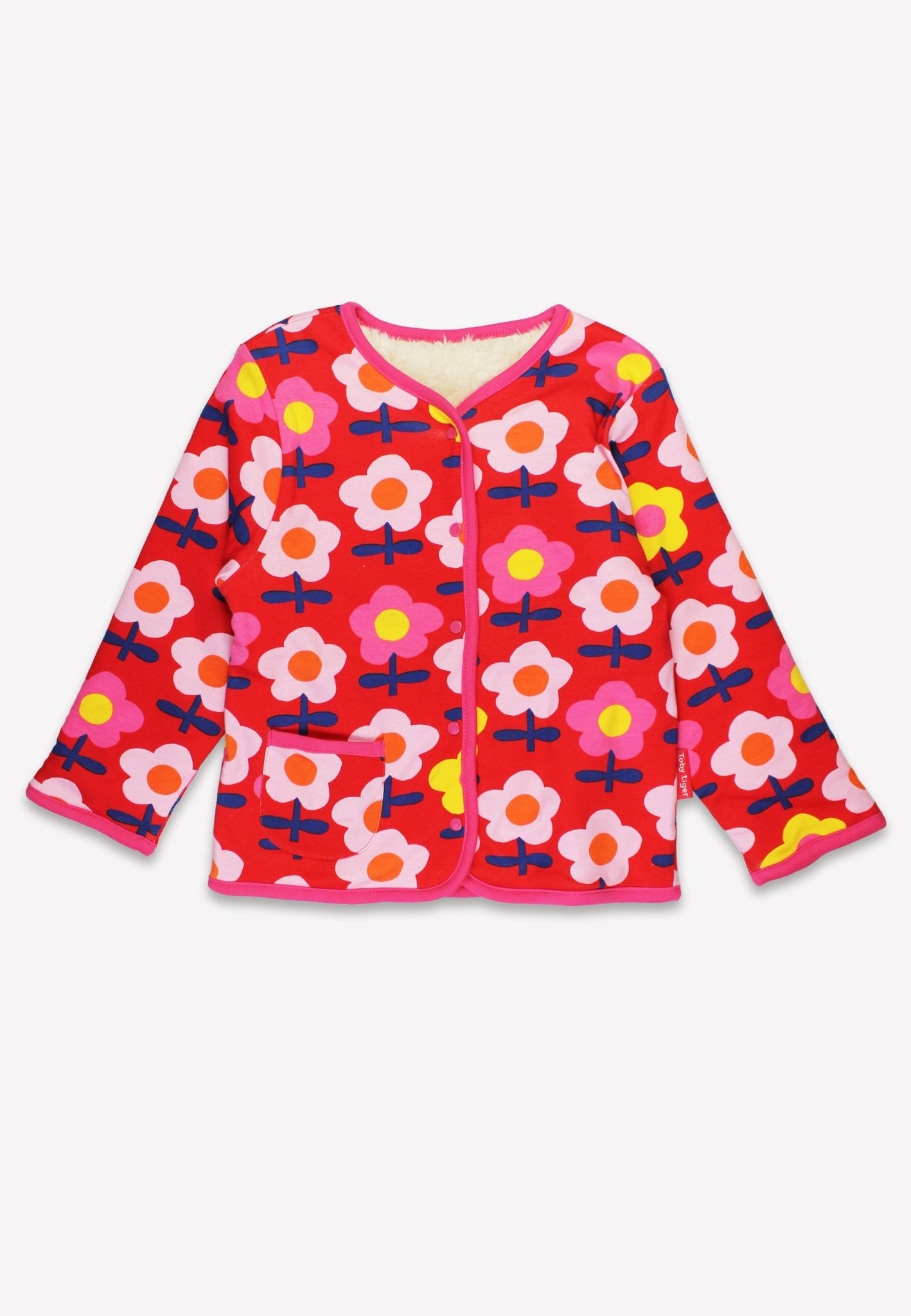 Organic Pink Flower Print Reversible Jacket - Toby Tiger