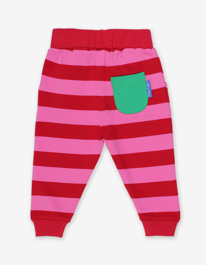 Organic Red Pink Striped Joggers - Toby Tiger UK Retail