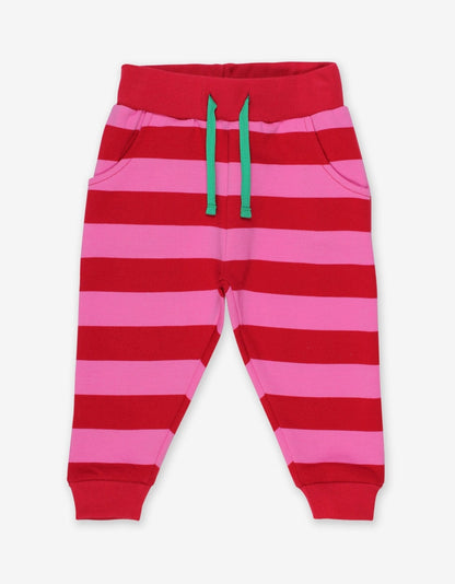 Organic Red Pink Striped Joggers - Toby Tiger UK Retail