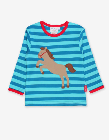 Organic Jumping Horse Applique T-Shirt - Toby Tiger UK Retail