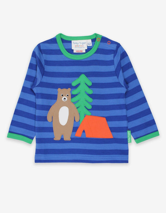 Organic Camping Bear Applique T-Shirt - Toby Tiger UK Retail