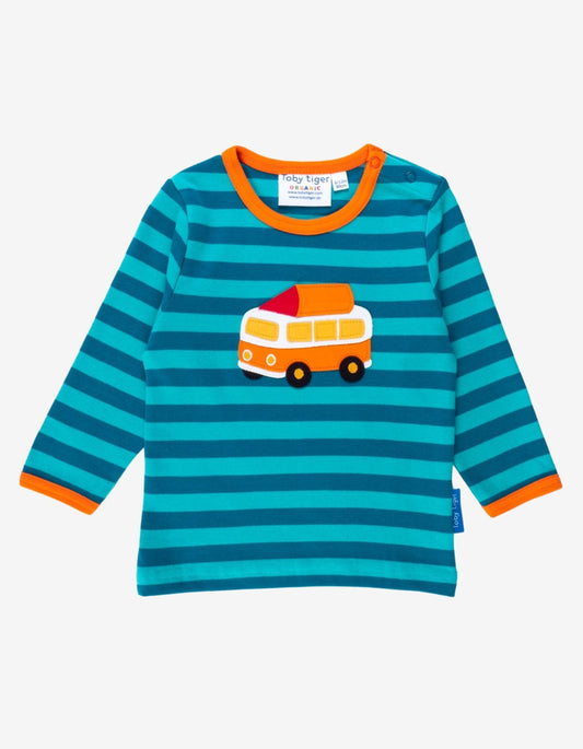 Organic Campervan Applique Long - Sleeved T-Shirt - Toby Tiger UK Retail