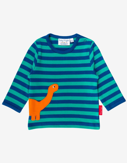 Organic Diplodocus Applique Long - Sleeved T-Shirt - Toby Tiger UK Retail