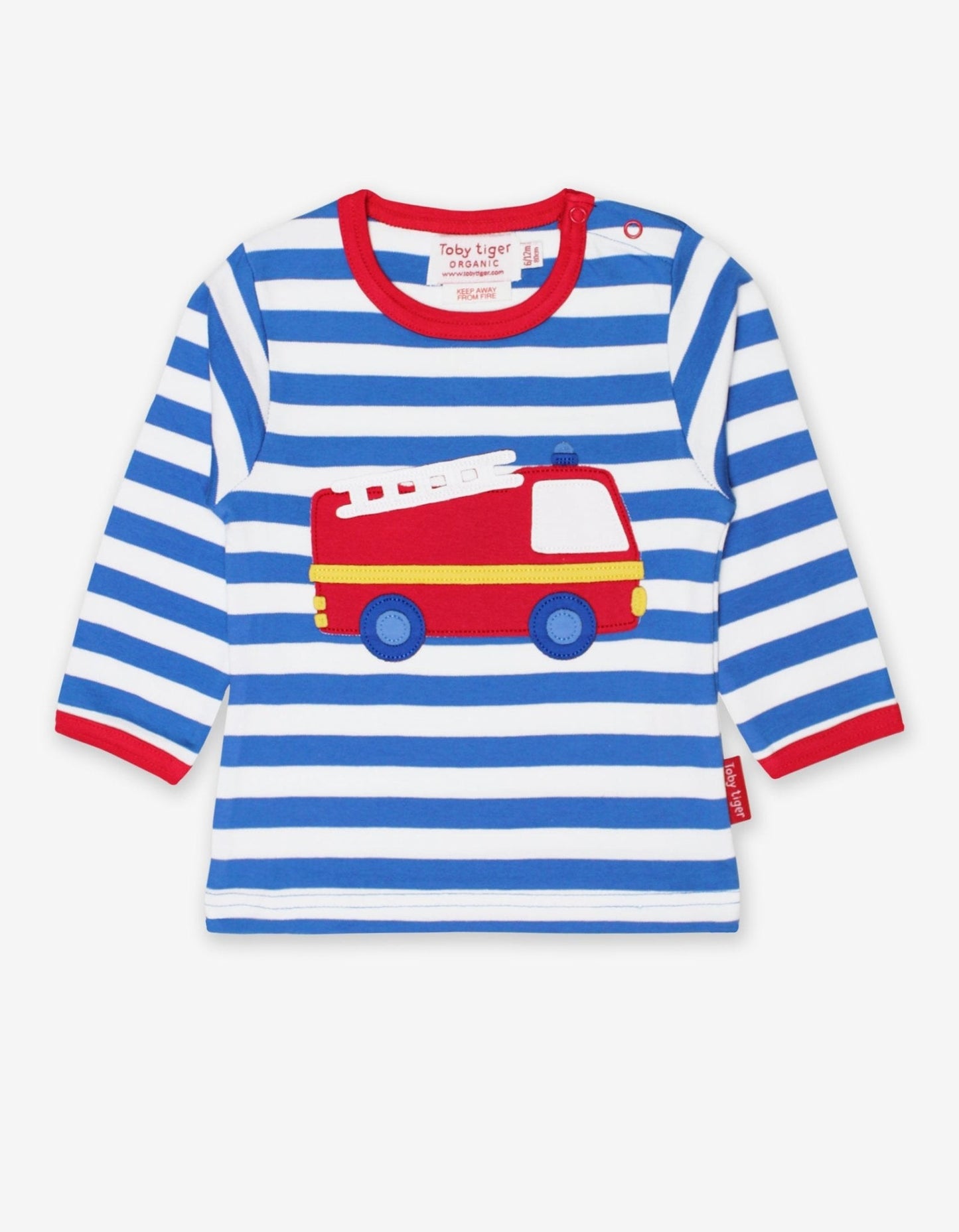 Organic Fire Engine Applique T-Shirt - Toby Tiger UK Retail