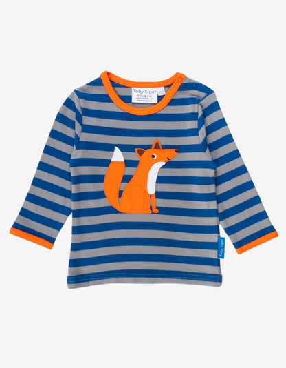 Organic Fox Applique Long - Sleeved T-Shirt - Toby Tiger UK Retail