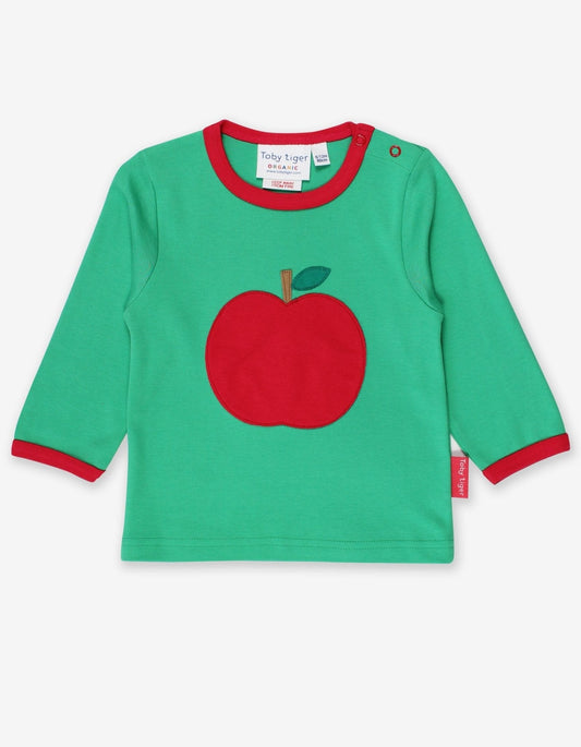 Organic Green Apple Applique T-Shirt - Toby Tiger UK Retail