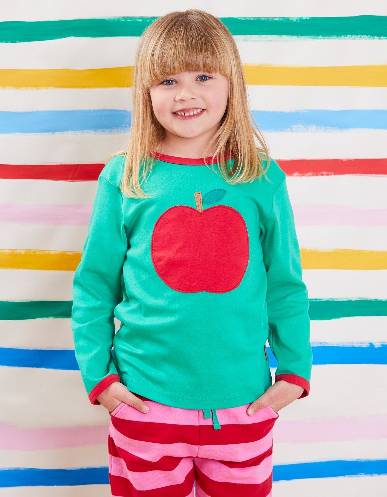 Organic Green Apple Applique T-Shirt - Toby Tiger UK Retail