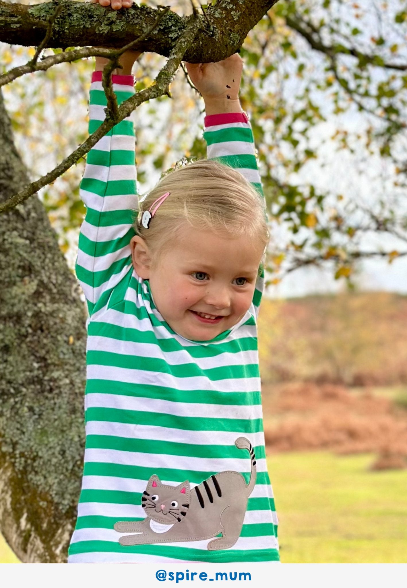 Organic Green Kitten Applique Long - Sleeved T-Shirt - Toby Tiger