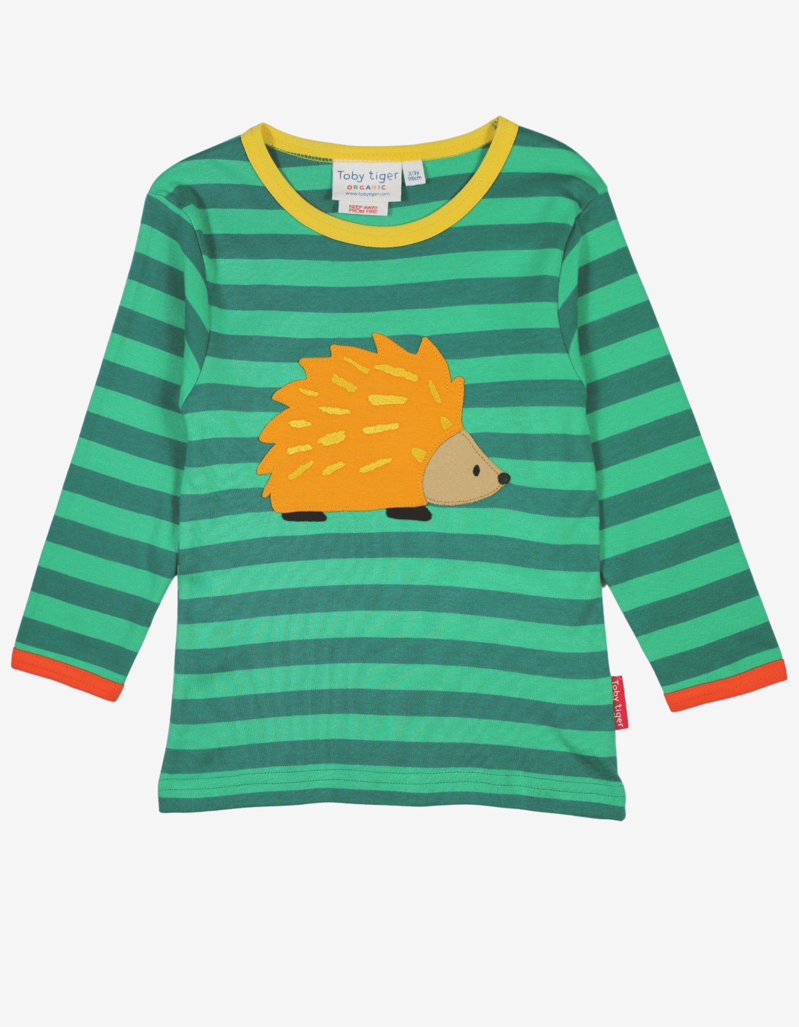 Organic Hedgehog Applique Long - Sleeved T-Shirt - Toby Tiger UK Retail