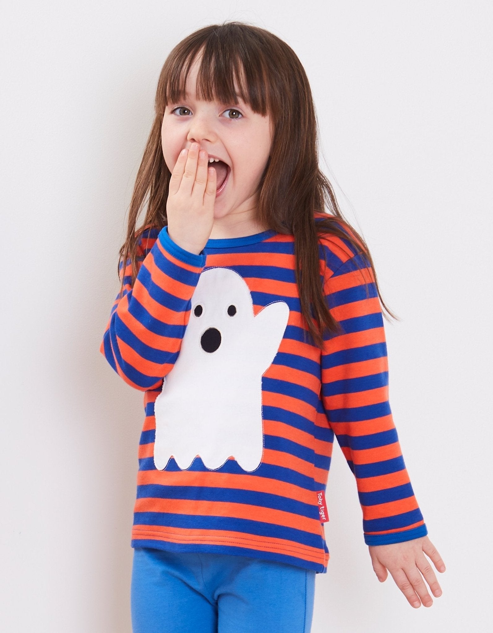 Organic Halloween Ghost Applique T-Shirt - Toby Tiger UK Retail