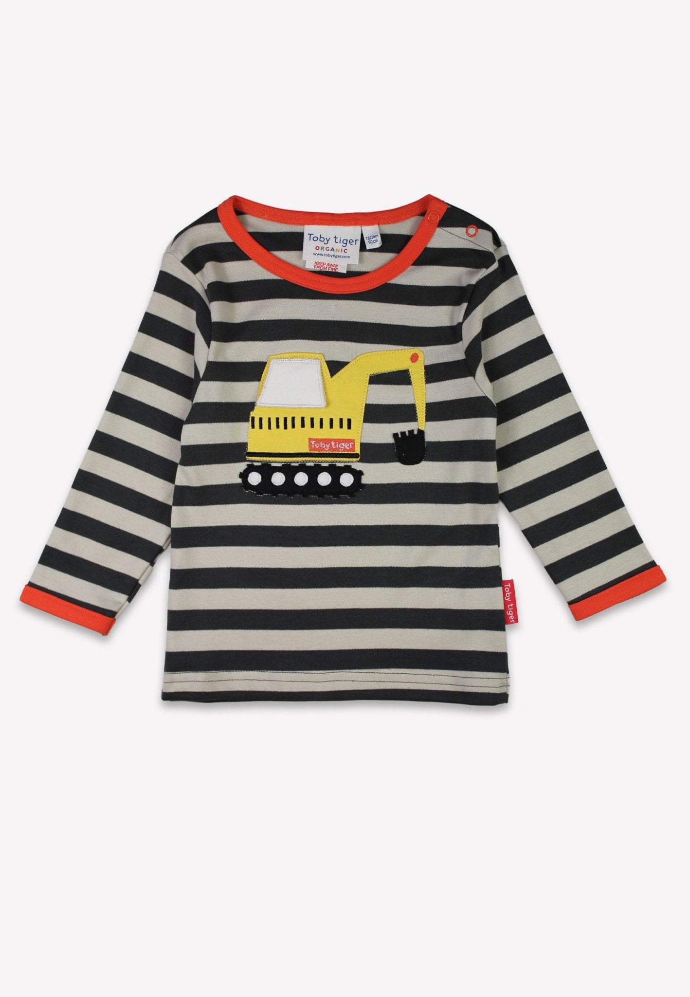 Organic Grey Digger Applique Long - Sleeved T-shirt - Toby Tiger