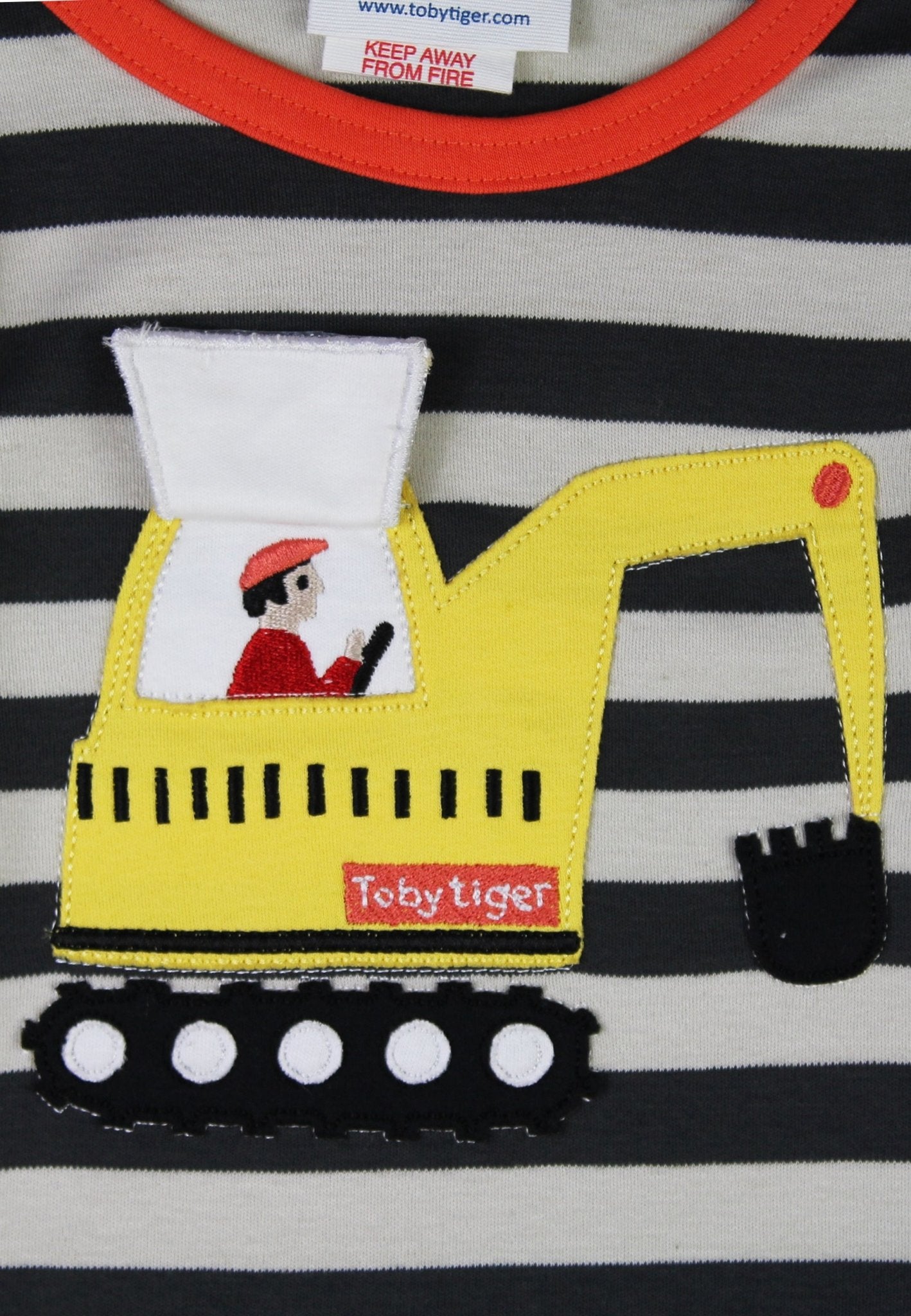 Organic Grey Digger Applique Long - Sleeved T-shirt - Toby Tiger