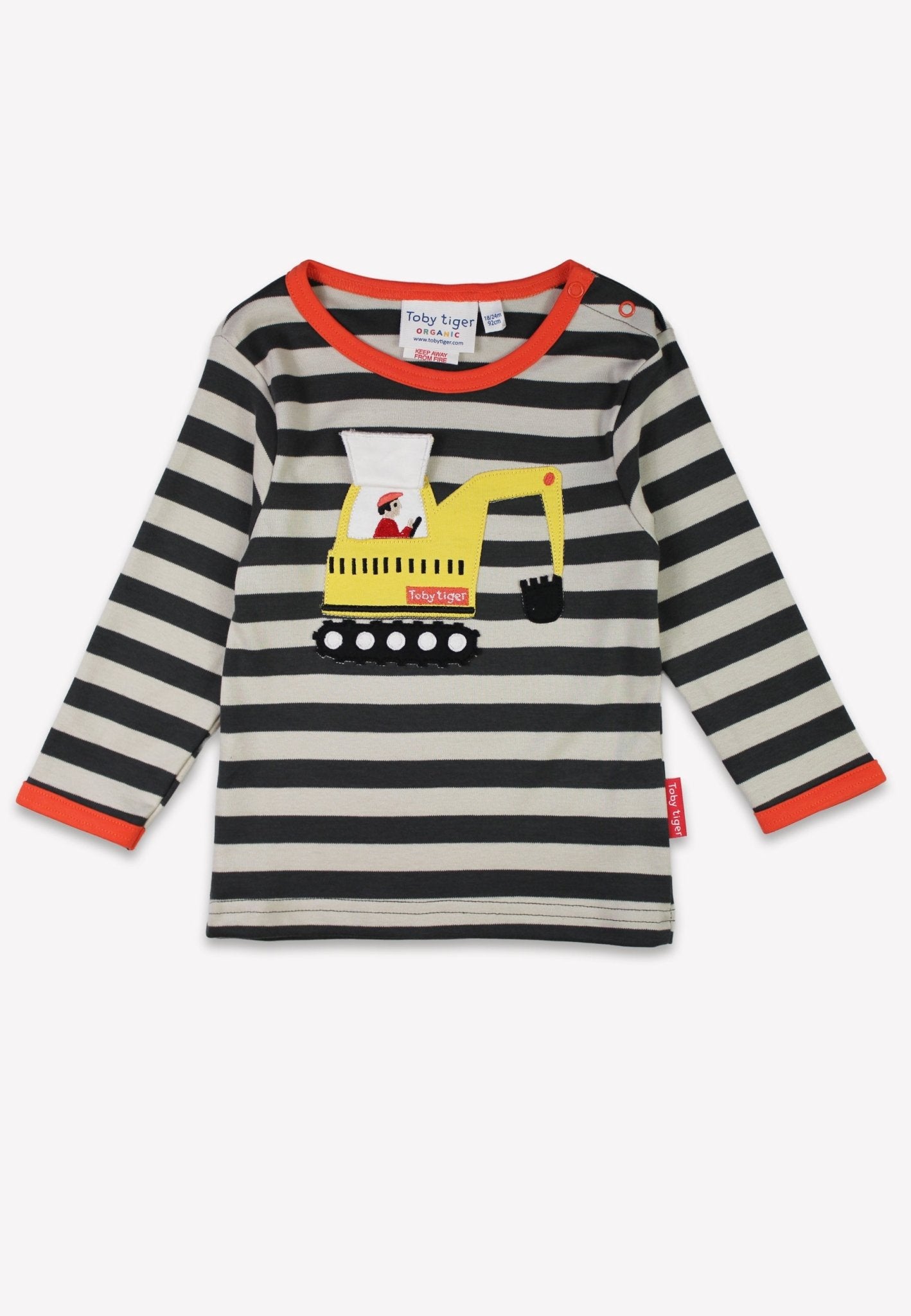 Organic Grey Digger Applique Long - Sleeved T-shirt - Toby Tiger