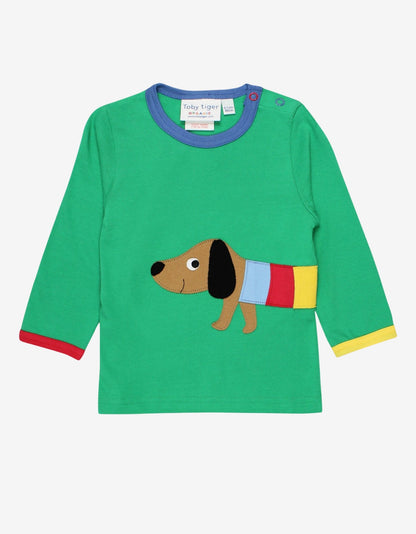 Organic Multi Sausage Dog Applique T-Shirt - Toby Tiger UK Retail