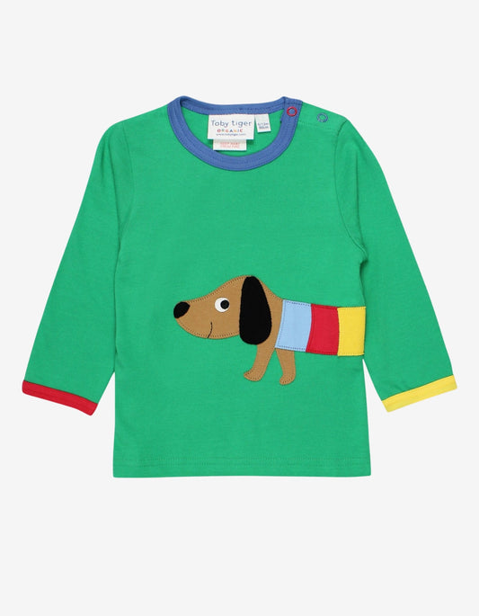 Organic Multi Sausage Dog Applique T-Shirt - Toby Tiger UK Retail