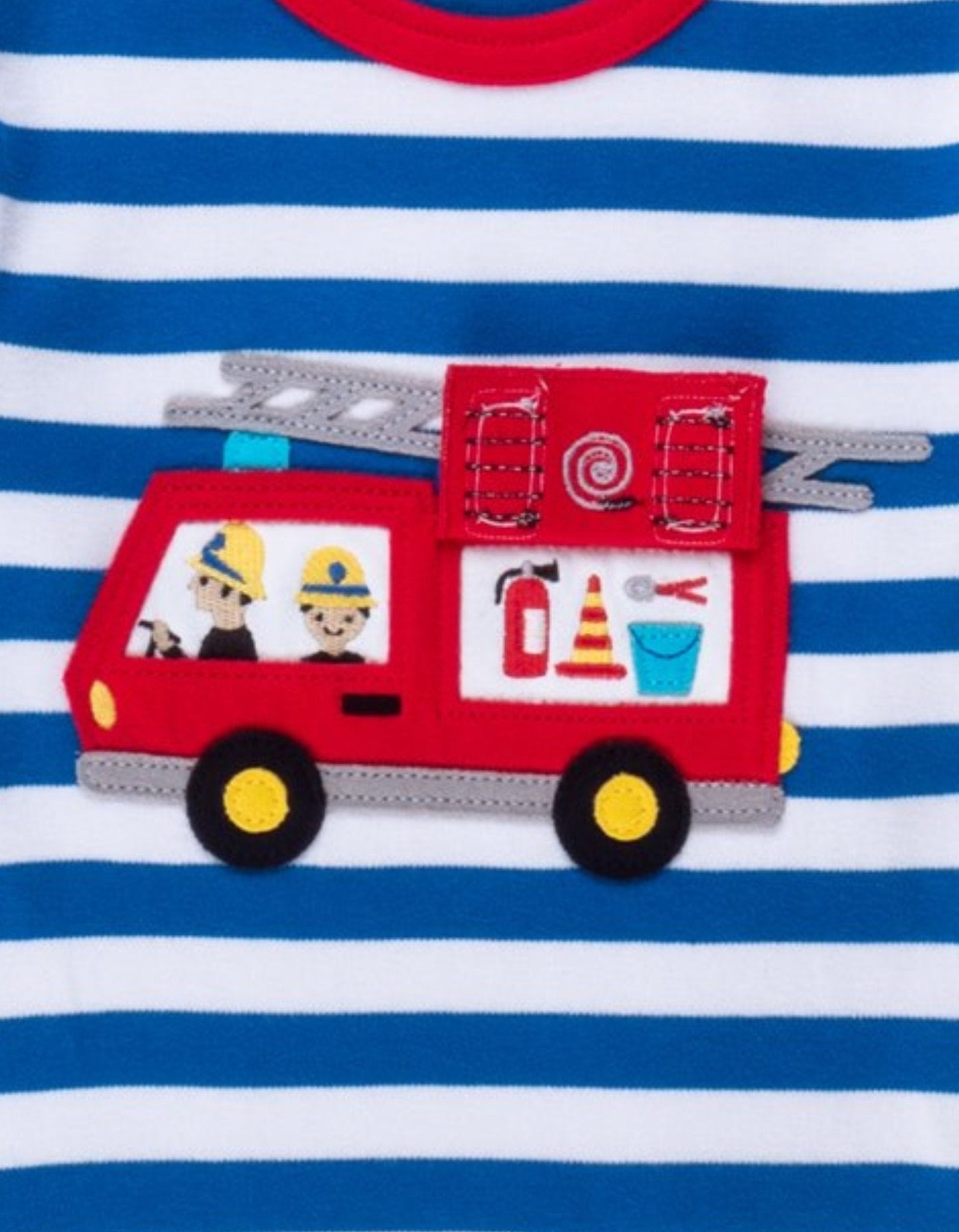 Organic Fire Engine Applique Long - Sleeved T-Shirt - Toby Tiger UK Retail