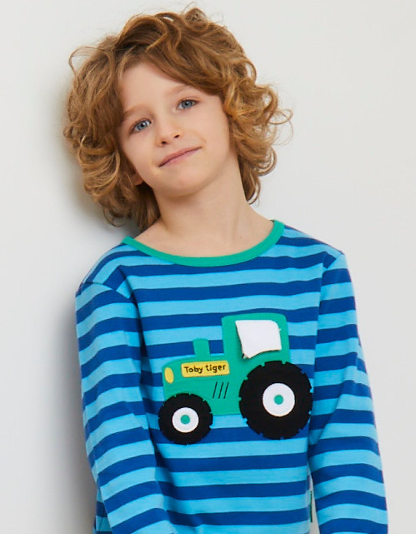 Organic Tractor Applique Long - Sleeved T-Shirt - Toby Tiger UK Retail