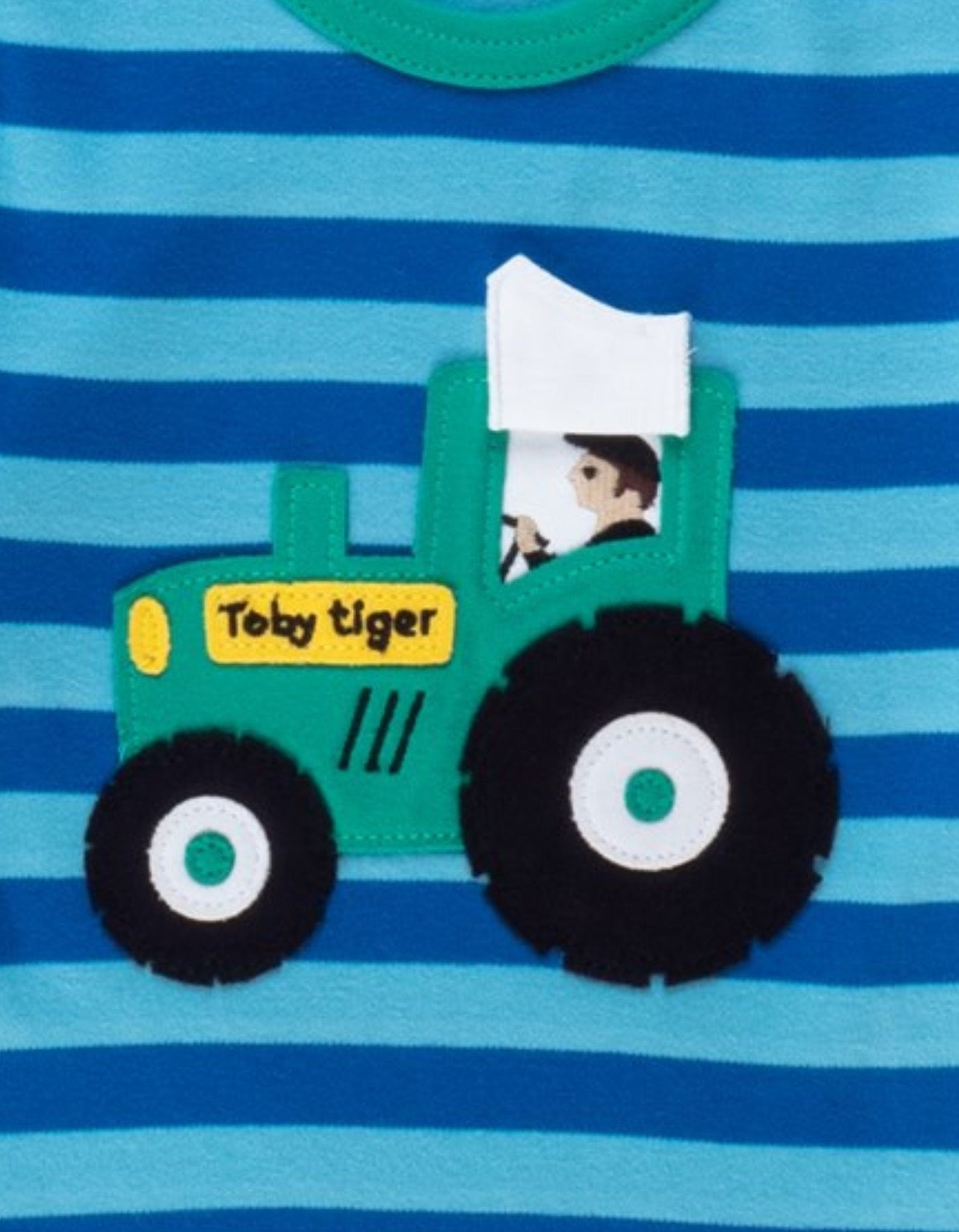 Organic Tractor Applique Long - Sleeved T-Shirt - Toby Tiger UK Retail