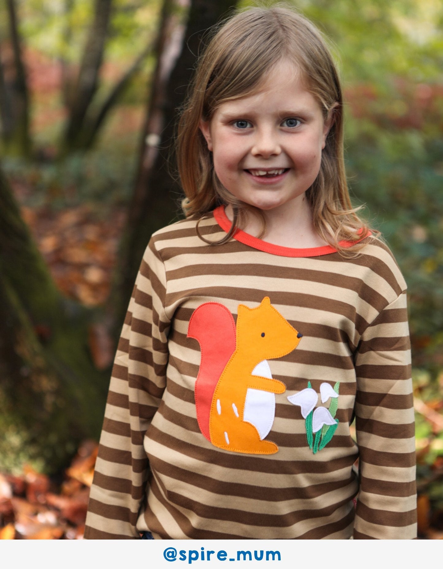 Organic Squirrel Applique Long - Sleeved T-Shirt - Toby Tiger UK Retail