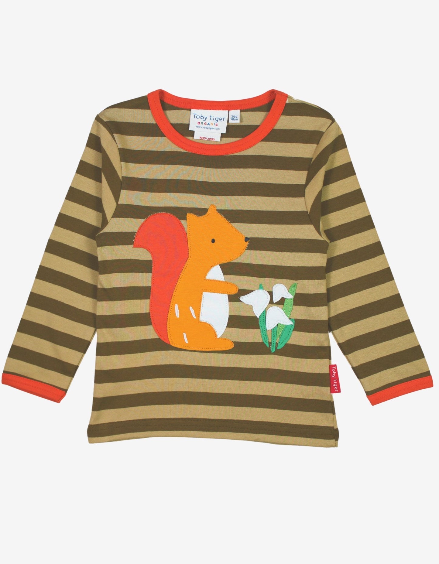 Organic Squirrel Applique Long - Sleeved T-Shirt - Toby Tiger UK Retail