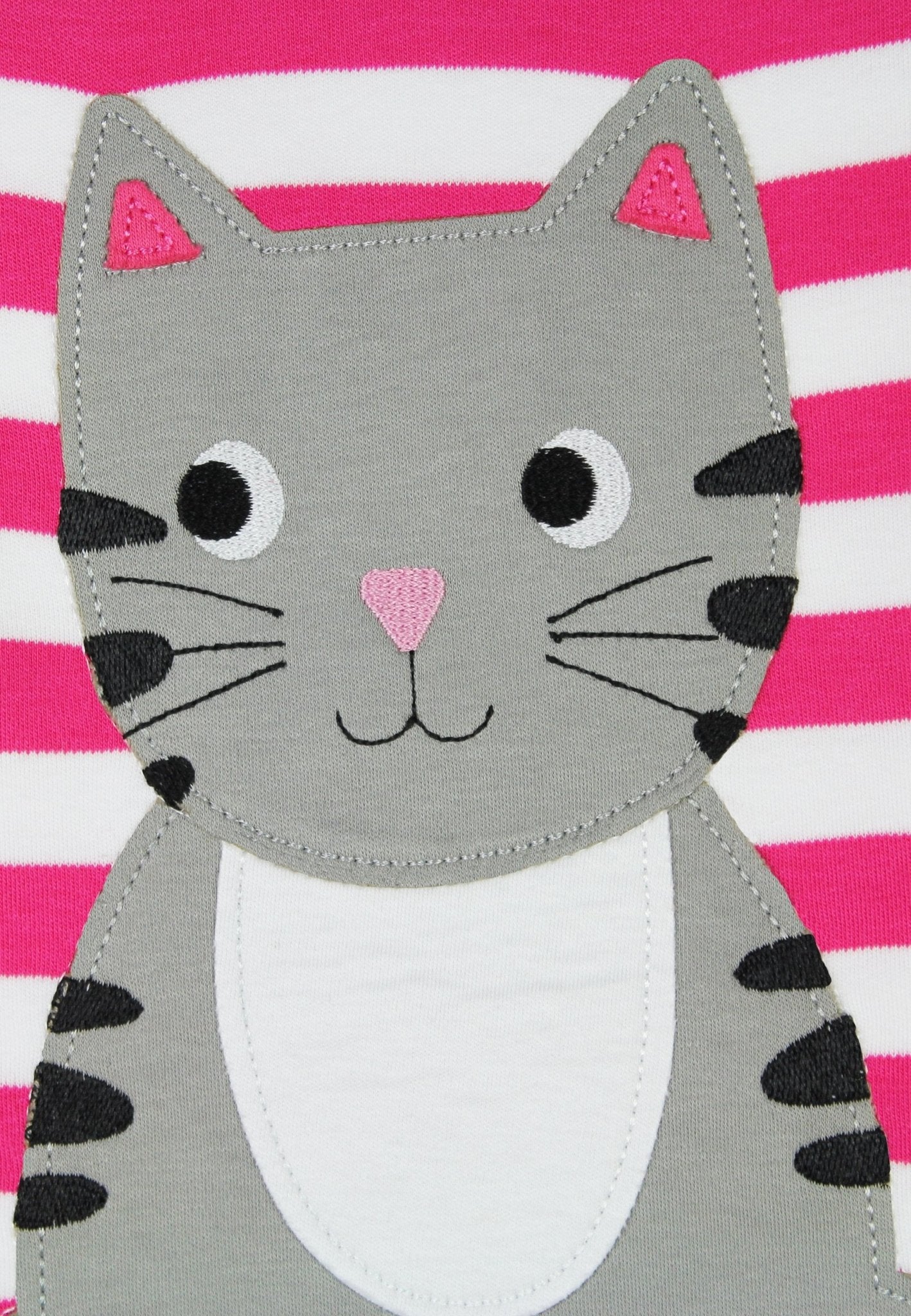 Organic Pink Kitten Applique Long - Sleeved T-Shirt - Toby Tiger