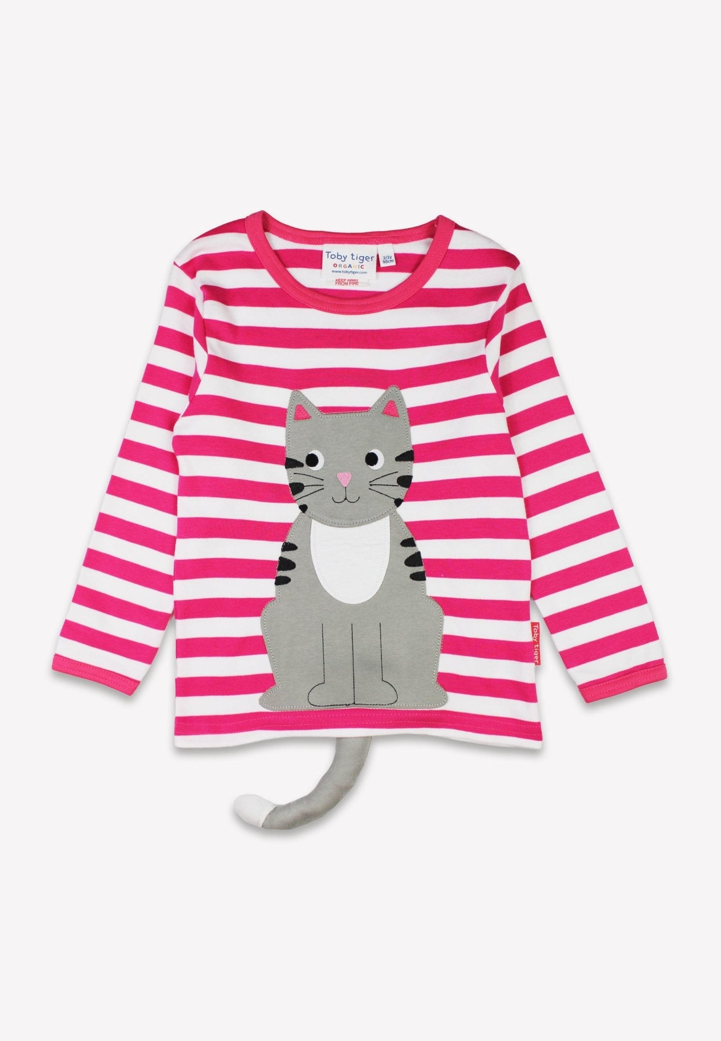 Organic Pink Kitten Applique Long - Sleeved T-Shirt - Toby Tiger