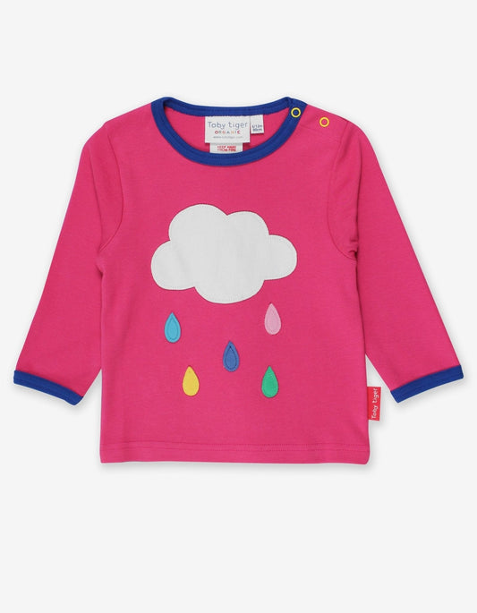 Organic Pink Cloud Applique T-Shirt - Toby Tiger UK Retail