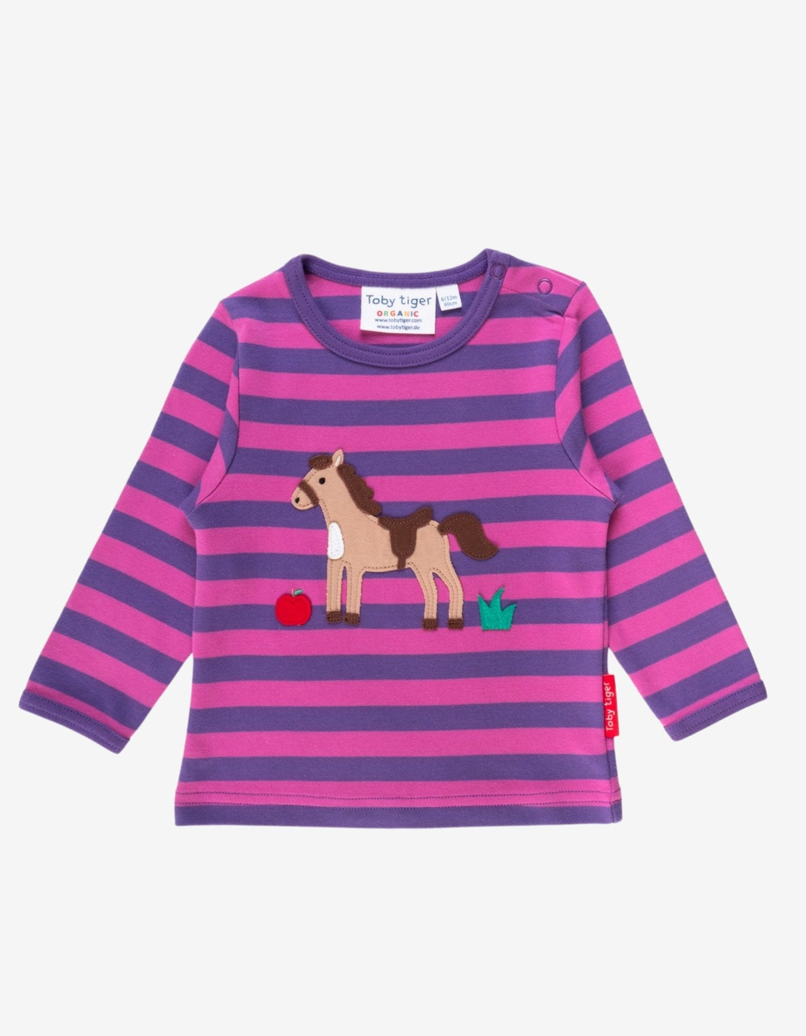 Organic Horse Applique Long - Sleeved T-Shirt - Toby Tiger UK Retail