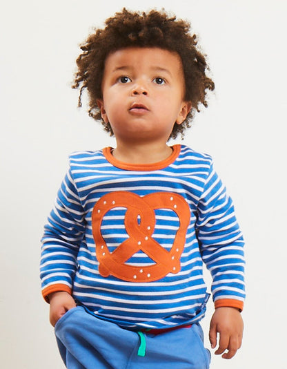 Organic Pretzel Applique Long - Sleeved T-Shirt - Toby Tiger UK Retail