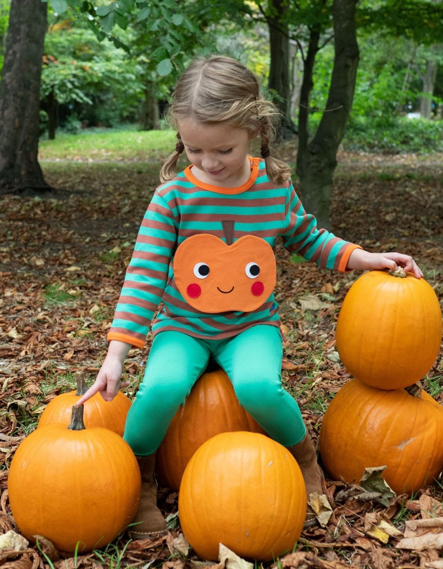 Organic Pumpkin Applique T-Shirt - Toby Tiger UK Retail