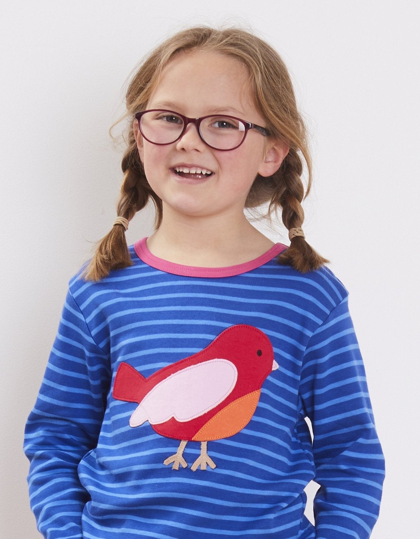 Organic Red Bird Applique T-Shirt - Toby Tiger UK Retail