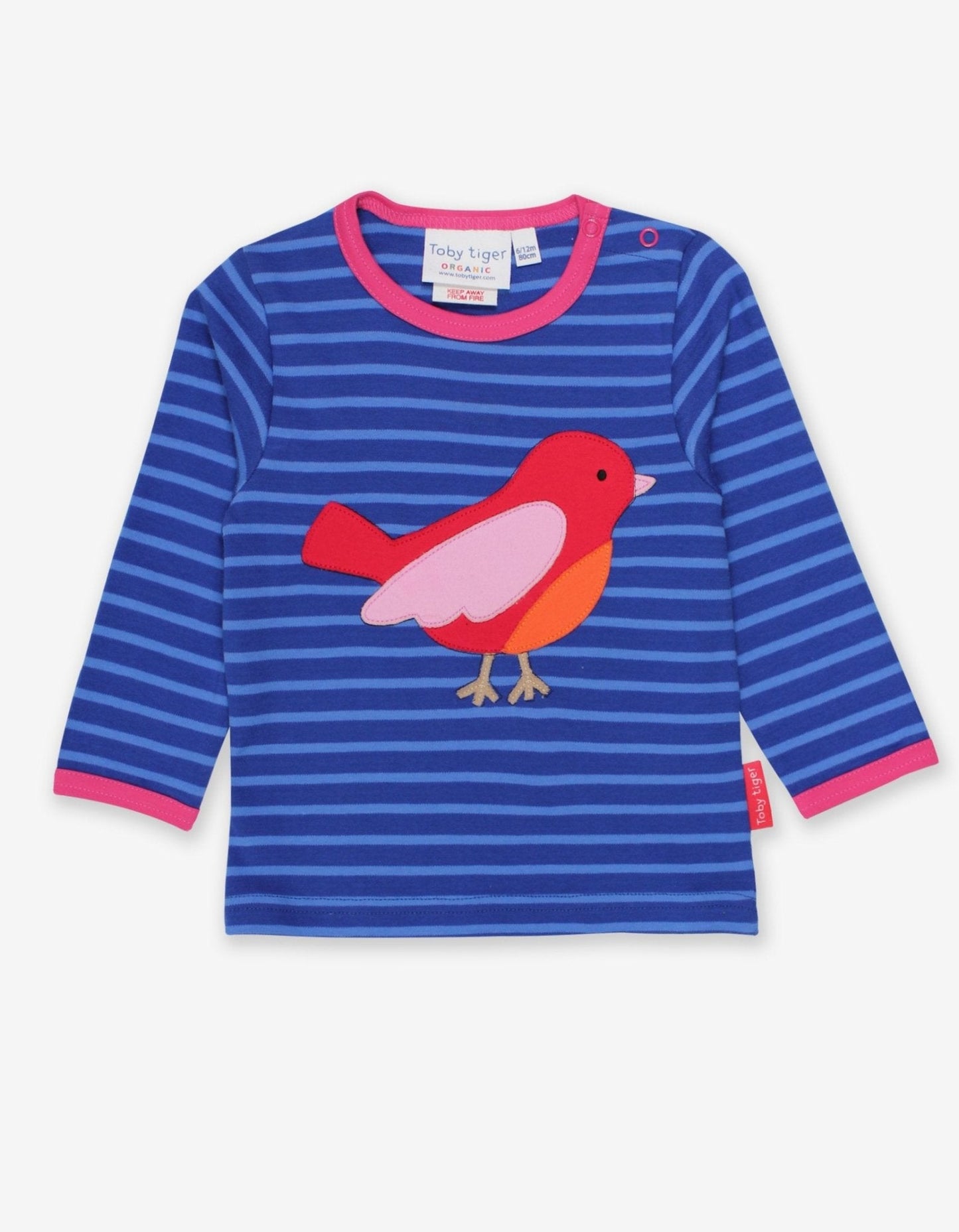 Organic Red Bird Applique T-Shirt - Toby Tiger UK Retail