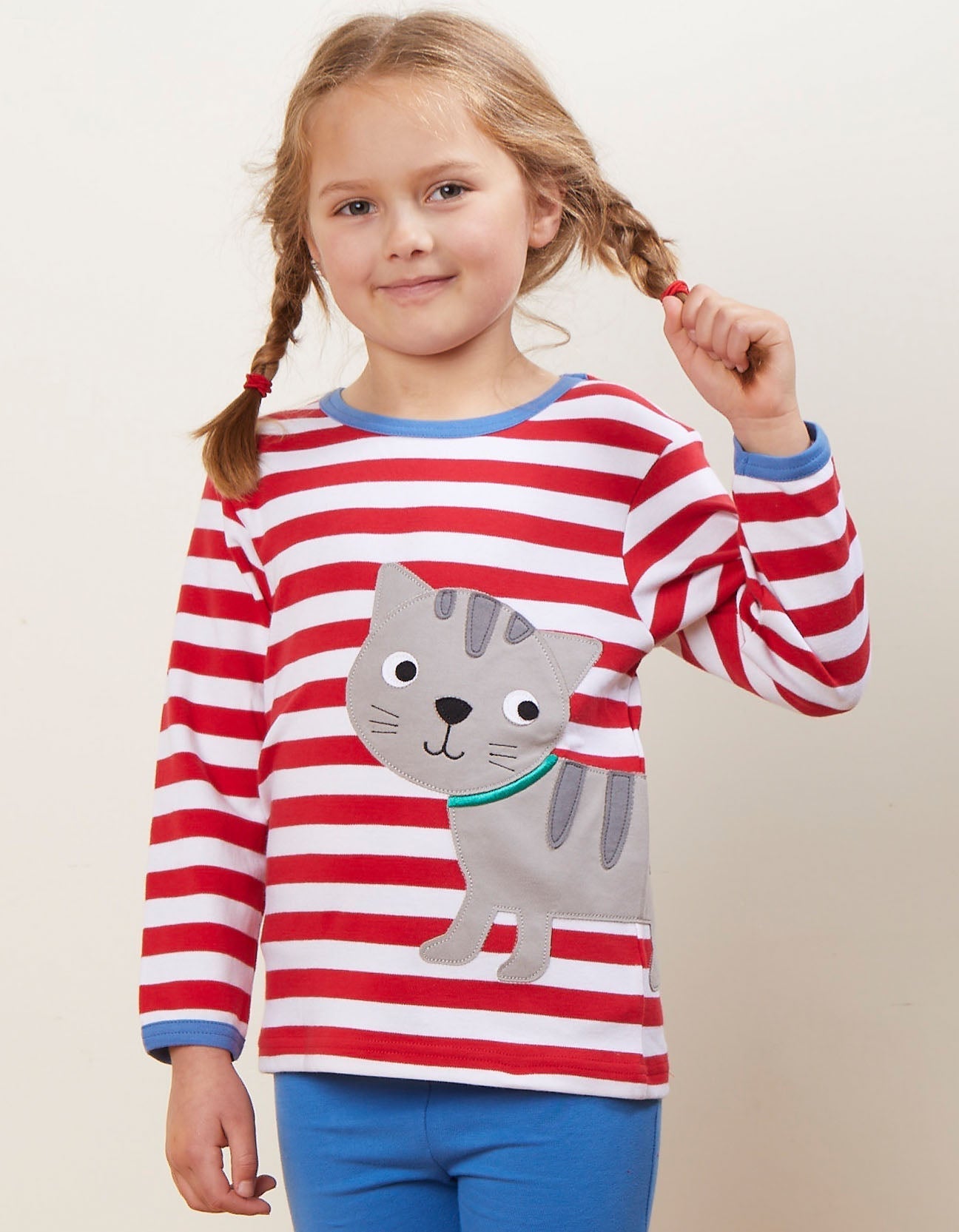 Organic Tabby Cat Applique T-Shirt - Toby Tiger UK Retail