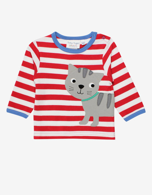 Organic Tabby Cat Applique T-Shirt - Toby Tiger UK Retail