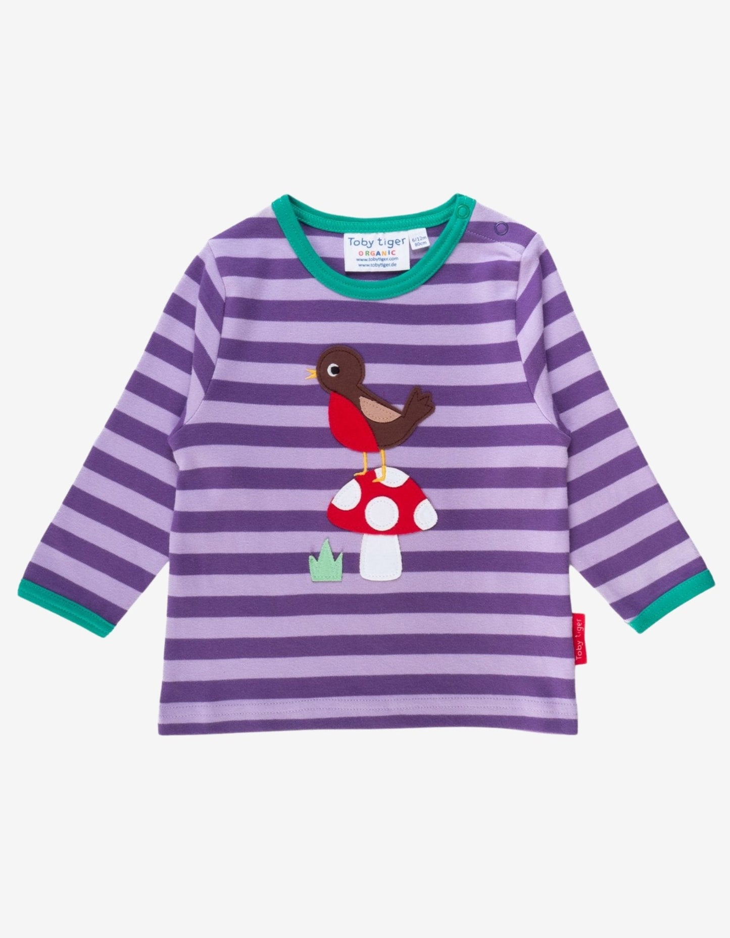 Organic Robin Applique Long - Sleeved T-Shirt - Toby Tiger UK Retail