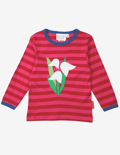 Organic Snowdrop Applique Long - Sleeved T-Shirt - Toby Tiger UK Retail