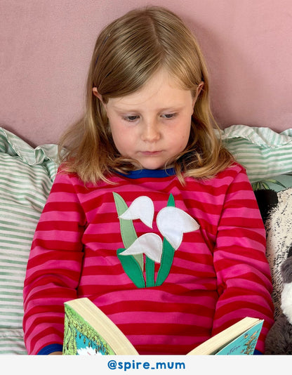 Organic Snowdrop Applique Long - Sleeved T-Shirt - Toby Tiger UK Retail