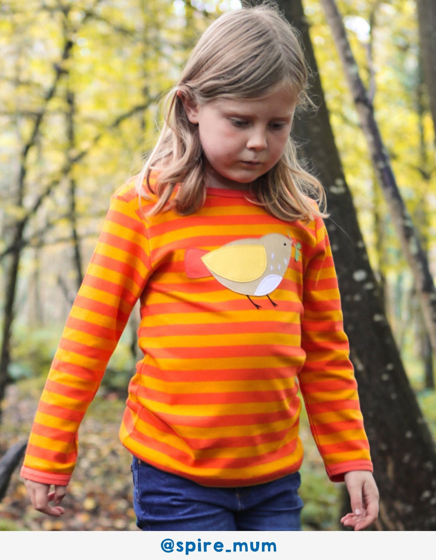 Organic Sparrow Applique Long - Sleeved T-Shirt - Toby Tiger UK Retail