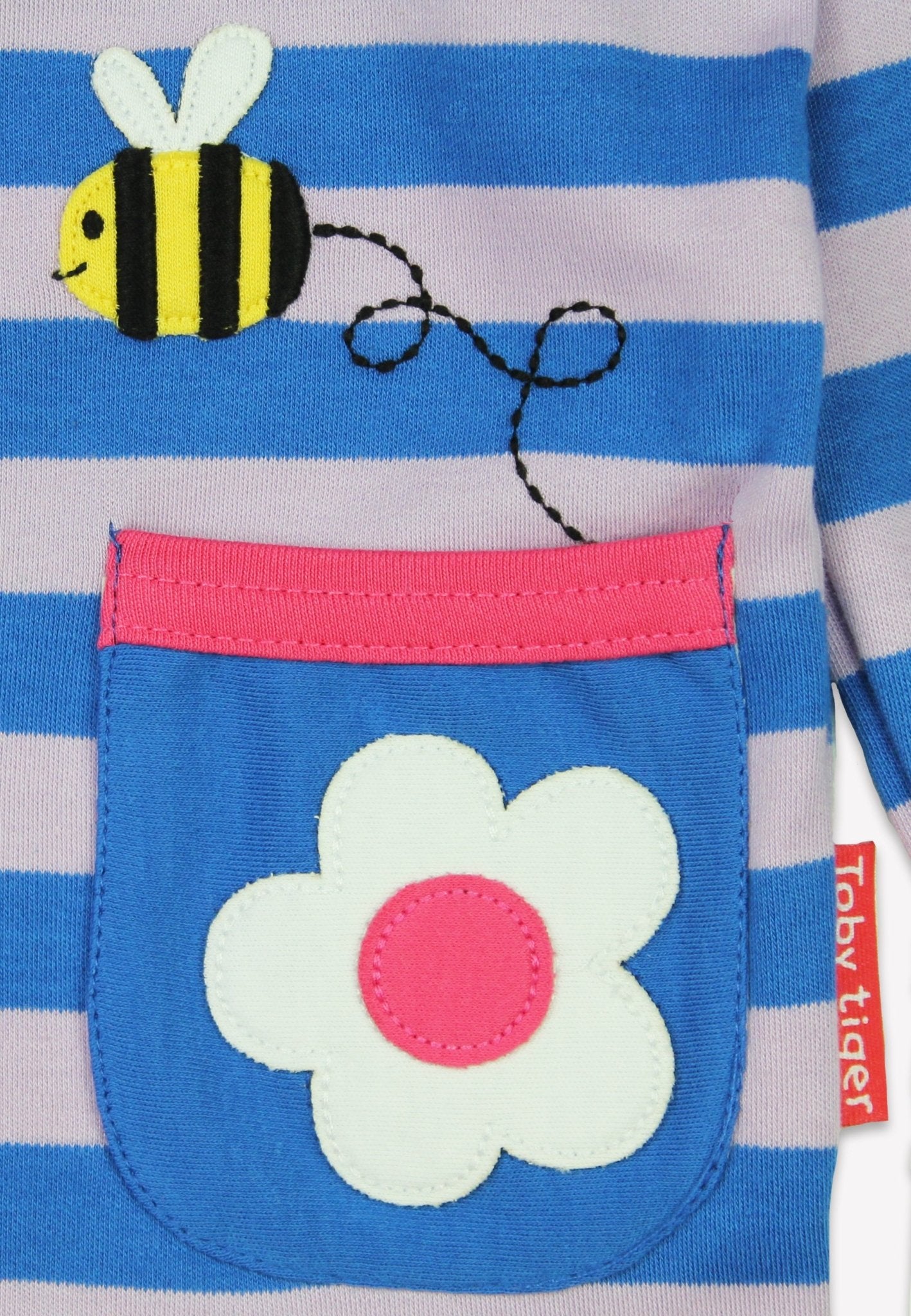 Organic Striped Daisy Applique Long - Sleeved T-Shirt - Toby Tiger