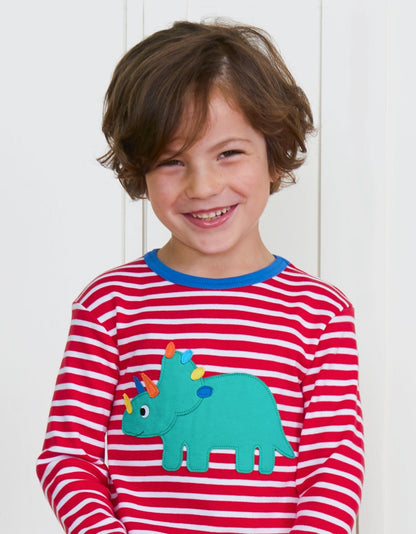 Organic Triceratops Applique T-Shirt - Toby Tiger UK Retail